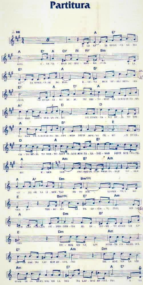 Partitura original del himno a Huancayo