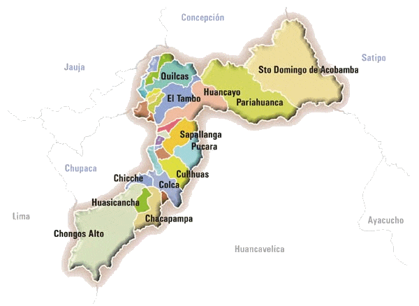 Mapa de Huancayo y sus distritos